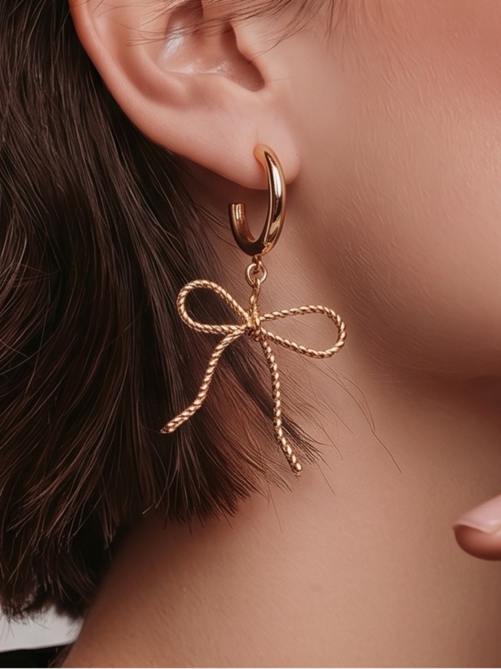 Park Lane Lacey Bow Drop Earrings Gold Tone Dainty Hoop
